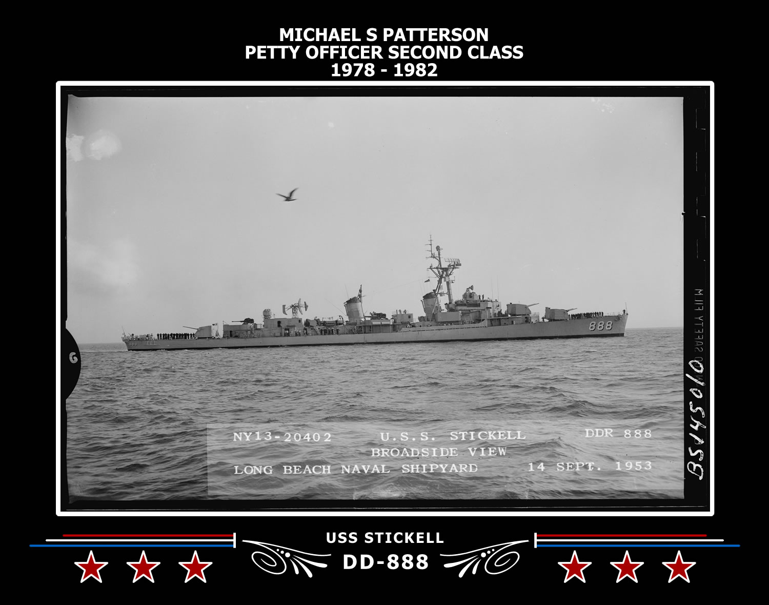 USN Navy Ship USS Stickell DD 888  Photo Canvas Print 