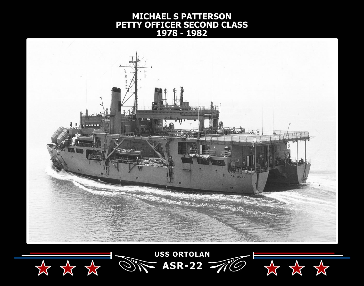 USS Ortolan ASR 22 Personalized Canvas Ship Photo Print Navy Veteran Gift 